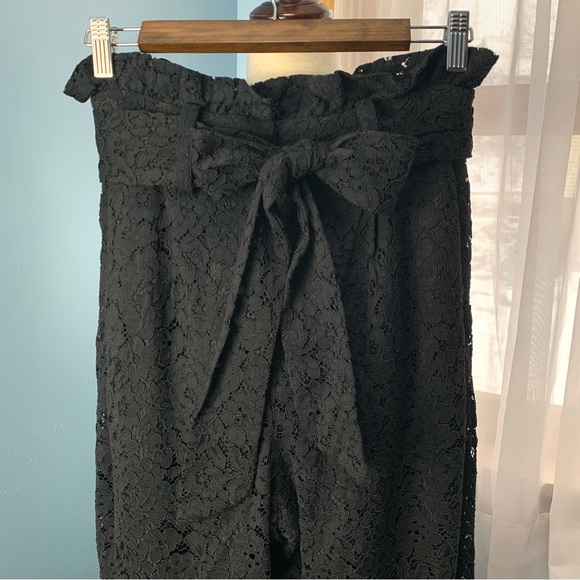 NWT J. Crew Black Lace Paper Bag Taper Pant - Picture 3 of 7